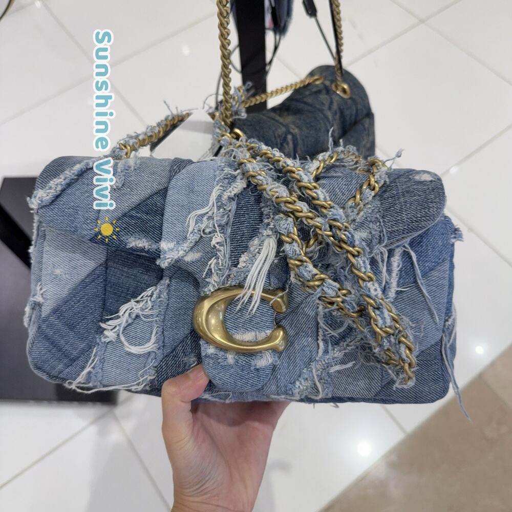 NWT Coach Tabby Shoulder Bag 26 With Repurposed Denim Patchwork Quilting CCX37